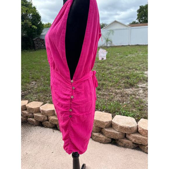 NWT Free People One Shoulder Button Up Mini Dress - Size Large - 100% Cotton** - Picture 3 of 13